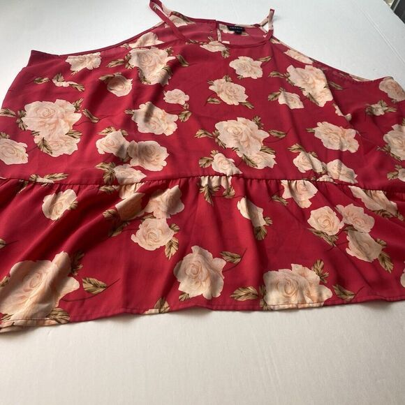 Torrid Blouse Pink Floral Roses Chiffon Straps Sleeveless Women's Sz 4 Pre Owned - Picture 15 of 15
